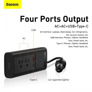 Baseus 150W Car Inverter AC Dual Port Universal 12V Outlets For Car Vacuum Cleaner Heater Car-Charger Adapter For Phones Tablets