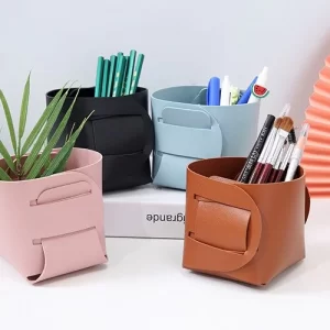 Portable PU Leather Desk Organizer Pen Holder gadget99 4