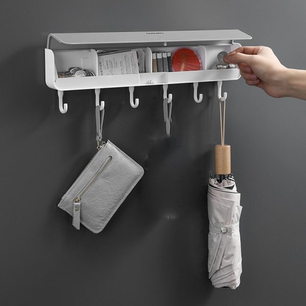 Storage Rack Shelf Hook OUSUWO Wall-Mounted Storage Rack Shelf with Drawers Hooks, Clothes ...