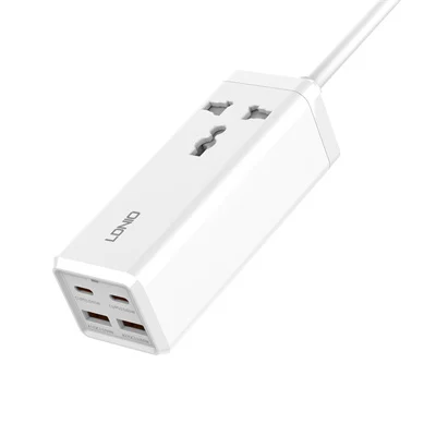 LDNIO SC1418 65W PD Adapter Multifunction Chargers Power Strip with USB Ports Type C 200cm Extension Socket Power Cord