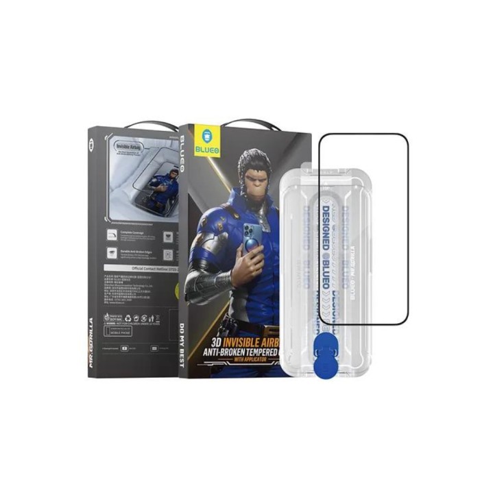 Blueo 3D Airbag Series Tempered Glass with Applicator for iPhone 15 Pro Max & iPhone 15 Pro
