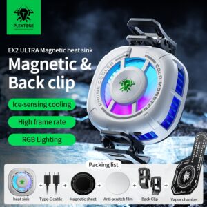 PLEXTONE EX2 Ultra HeatSink Mobile Phone Cooler Gaming Radiator RGB Cooling Fan Hurricane Turbofan Cooler Portable