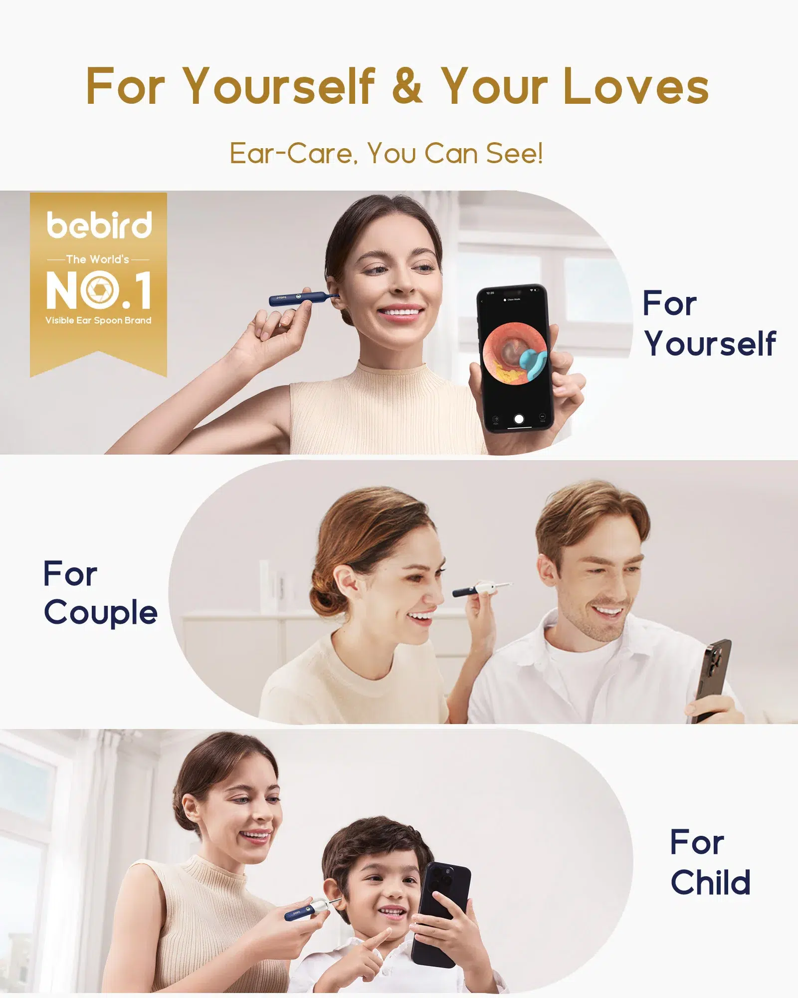 Bebird EarSight Plus Flexible Otoscope Light - Ear Wax Removal Tools with Camera