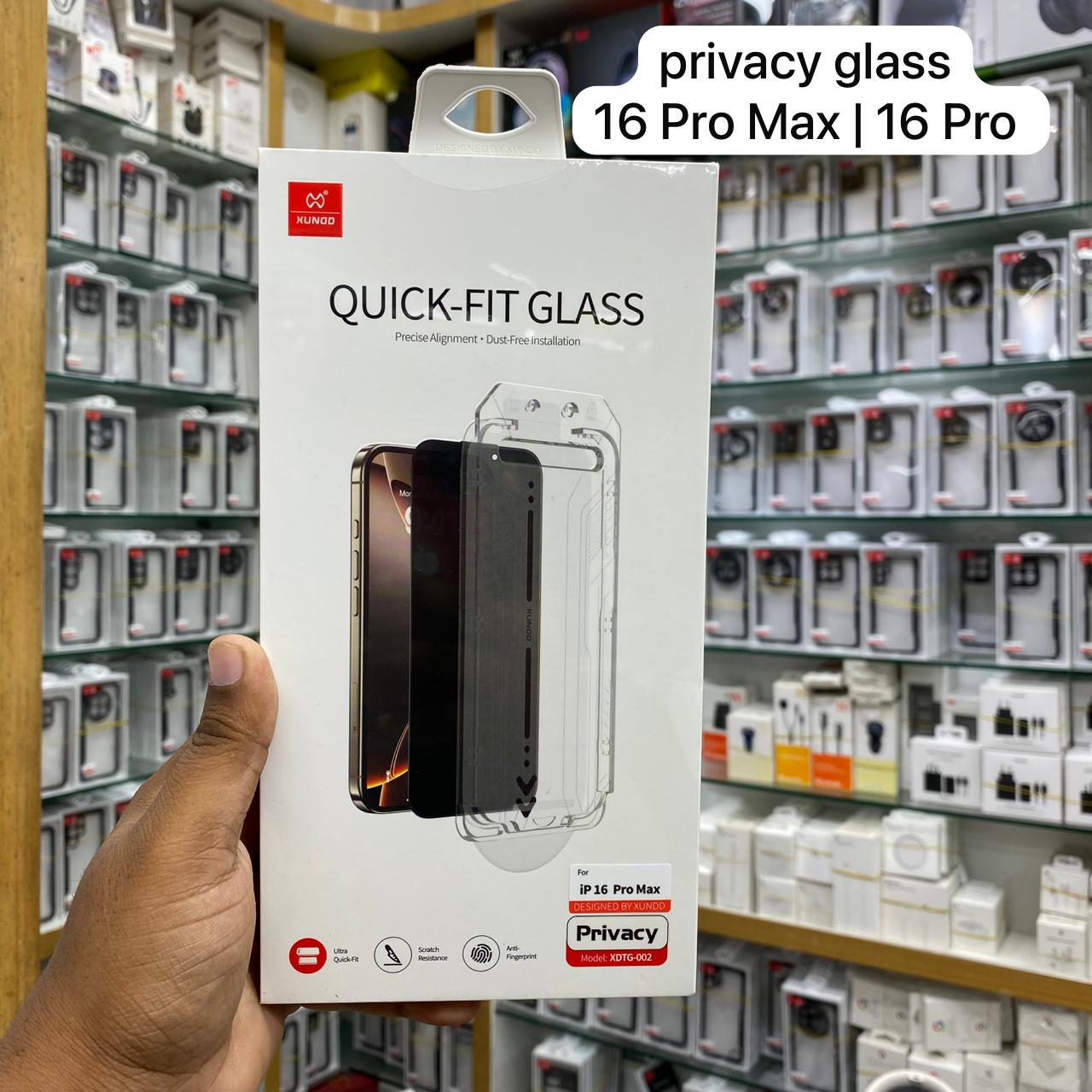 XUNDD XDTG-002 Quick-Fit 2.5D Privacy Screen Protector Glass For iPhone 16 Pro Max & iPhone 16 Pro