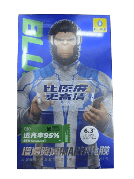 iPhone 17 Pro, iPhone 17 & iPhone 16 Pro Blueo Anti-reflection and AR Reduction Tempered Flim Glass Screen Protector
