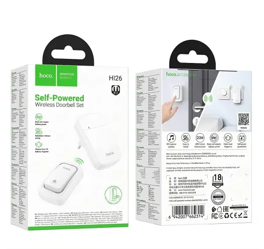 Hoco HI26 Self-Powered Wireless Doorbell (White)