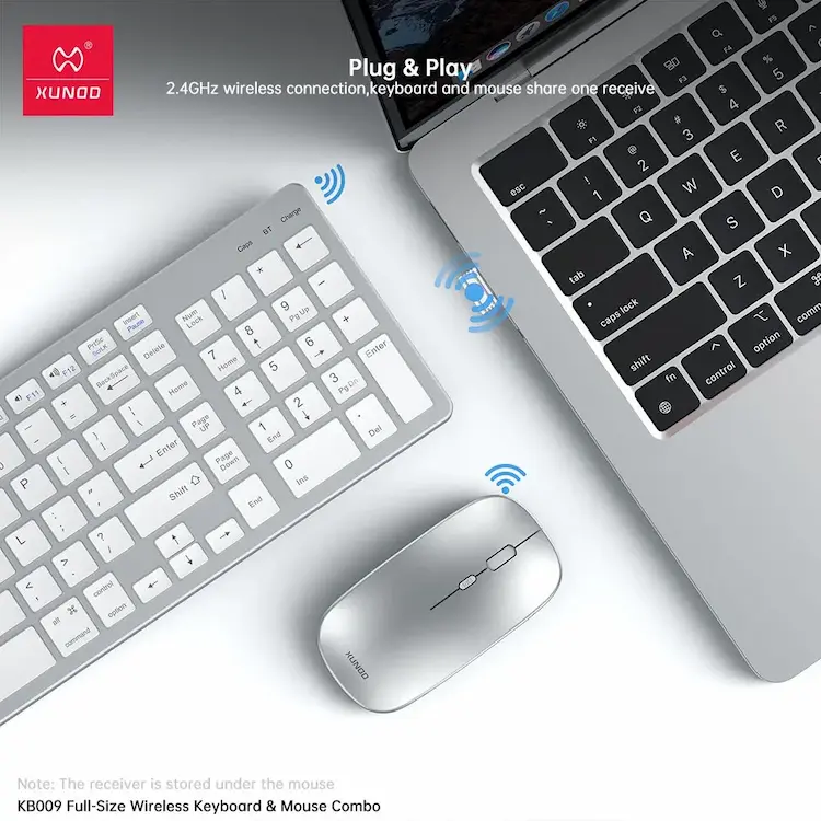 XUNDD KB009 Rechargeable Full Size Wireless Keyboard & Mouse Set
