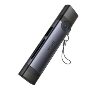 hoco HB56 Victory 3-in-1 Portable Card Reader USB-A and USB-C / Type-C to SD, TF, USB2.0 (Metal Grey)