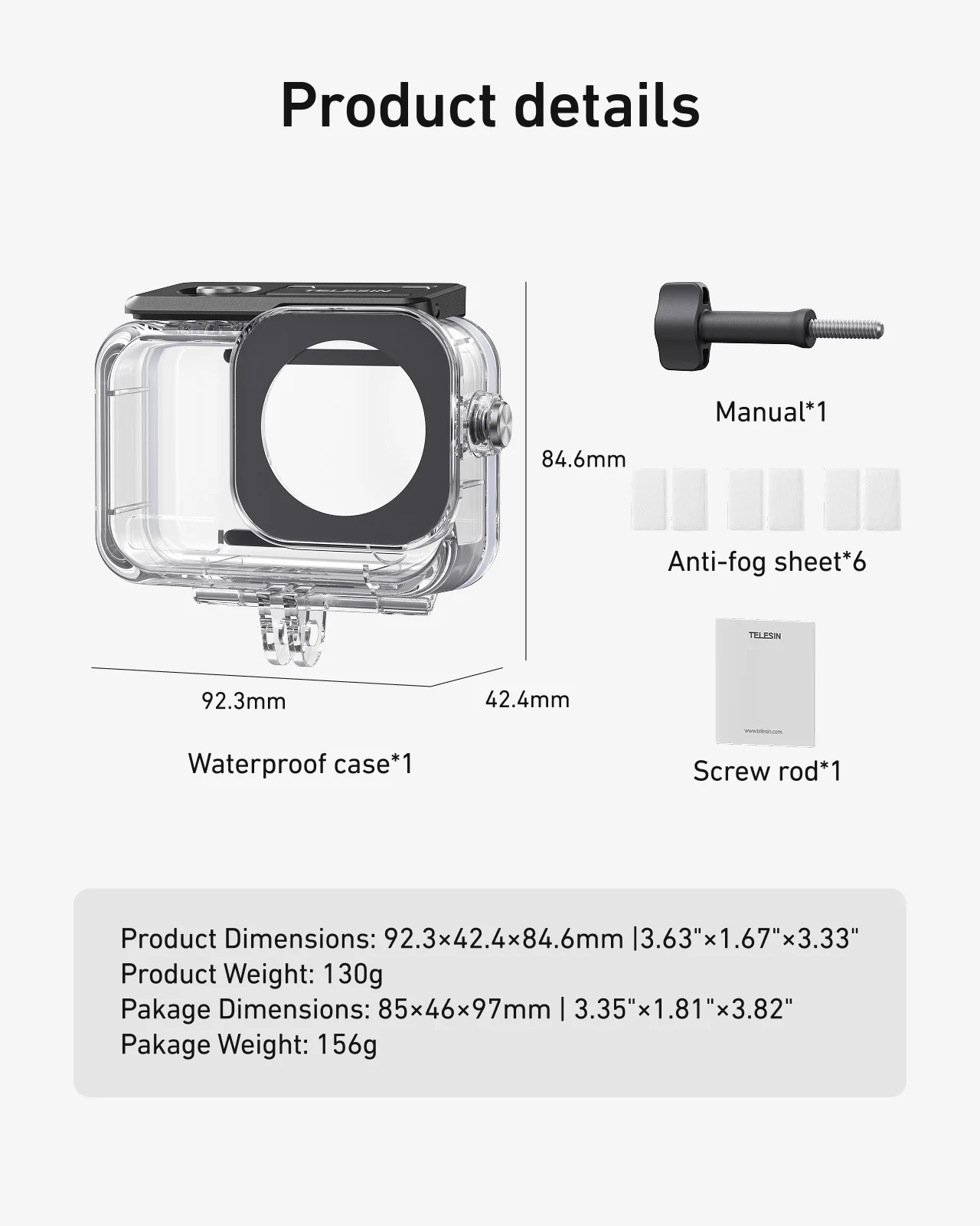 Telesin 60m Waterproof Case For DJI Osmo Action 6