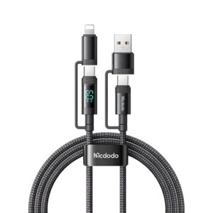 Mcdodo 4-in-1 Digital Display Universal Travel Cable 60W Output USB-C/USB-A to USB-C/Lightning 1.2M (CA-1990)
