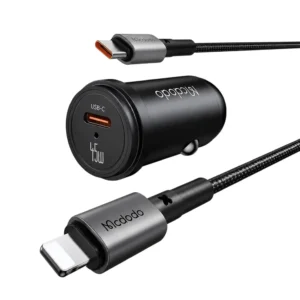 Mcdodo Obsidian 45W USB-C Car Charger Kit Includes USB-C to Lightning Cable (CC-7495)