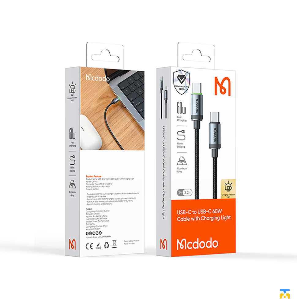 Mcdodo Cab Luma 60W USB-C to C Cable with Charging Light 3M/9.8ft (CA-4411)
